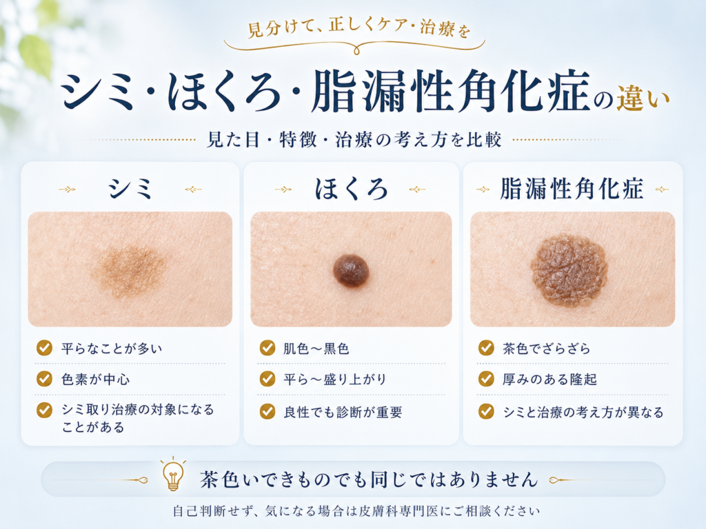 シミ ほくろ 脂漏性角化症 違い 顔 茶色いできもの