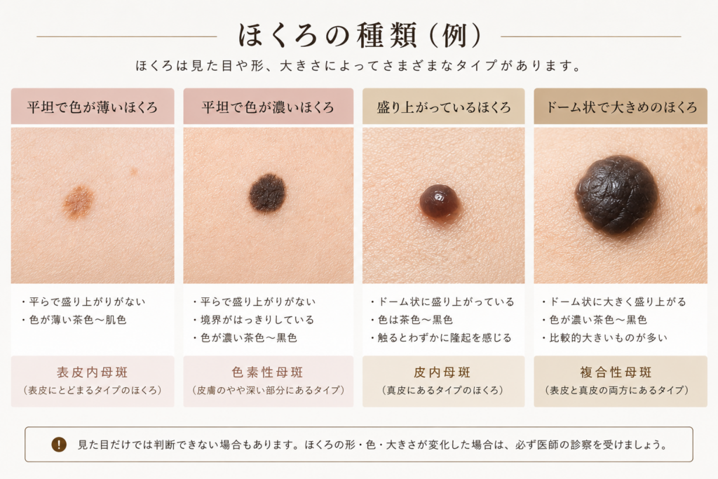 ほくろ 種類 平ら 盛り上がり 比較
