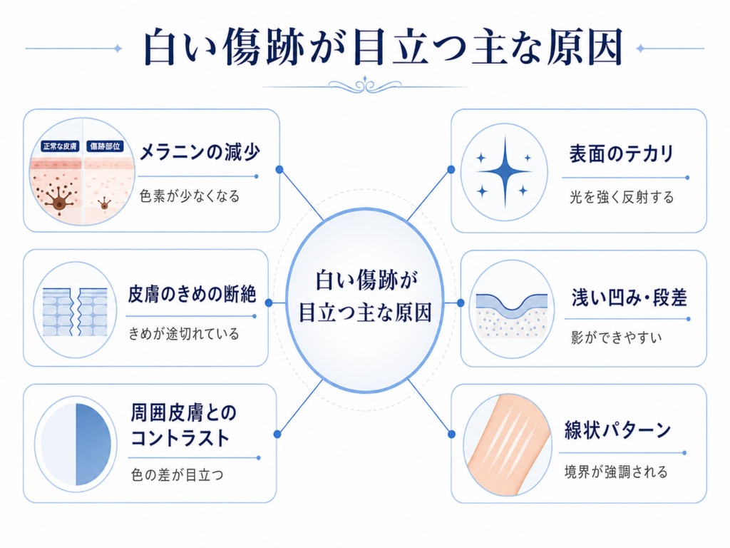 傷跡が白く見える主な原因