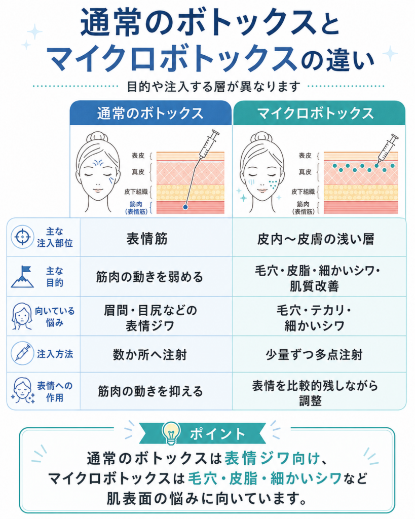 通常のボトックスとマイクロボトックスの違い