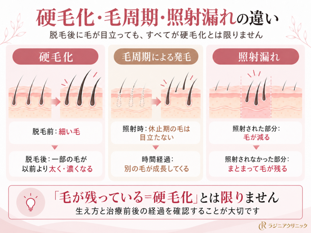医療脱毛 硬毛化 毛周期 照射漏れ 違い