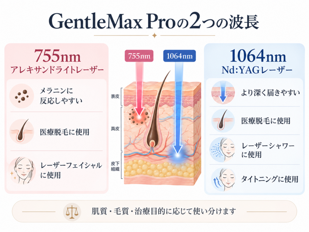 GentleMax Proの755nmと1064nmの波長の違い